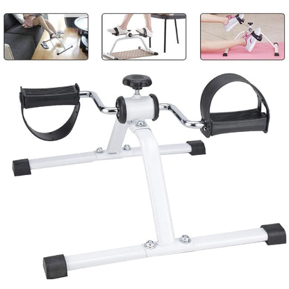Mini bicicleta statica exercitii recuperare medicala, NETERRA, antrenament, pliabila, gri, exercitii picioare si brate, imbunatateste circulatia si mobilitatea, dimensiuni si dificultate ajustabila