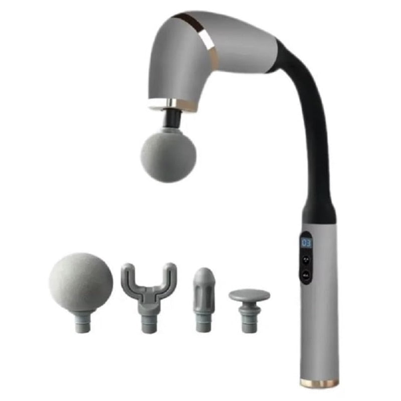Pistolul electric de masaj muscular cu percutie este, modern, relaxare musculare, recuperarii efort fizic, 4 in 1 capete interschimbabile, masaj profund spate gat, umeri, brate si picioare, NETERRA