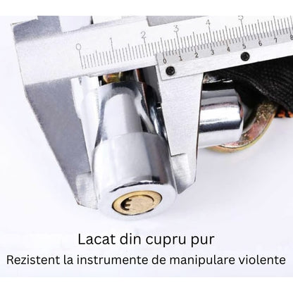 Cablu antifurt 4 cifre bicicleta, scuter, moped, 130 cm, practic si portabil pentru protejarea vehiculelor si echipamentelor impotriva furtului, din metal, cu cheie, calitate superioara, brand NETERRA