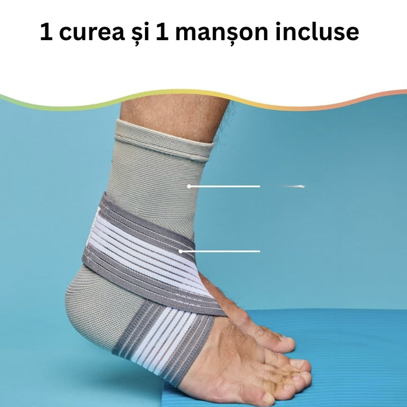 Orteza reglabila pentru glezna piciorului, pentru sustinerea si stabilizarea articulatiei in timpul activitatilor sportive sau utilizarii zilnice, compresie ajustabila, pentru entorse, suprasolicitare, instabilitate sau tendinita, NETERRA