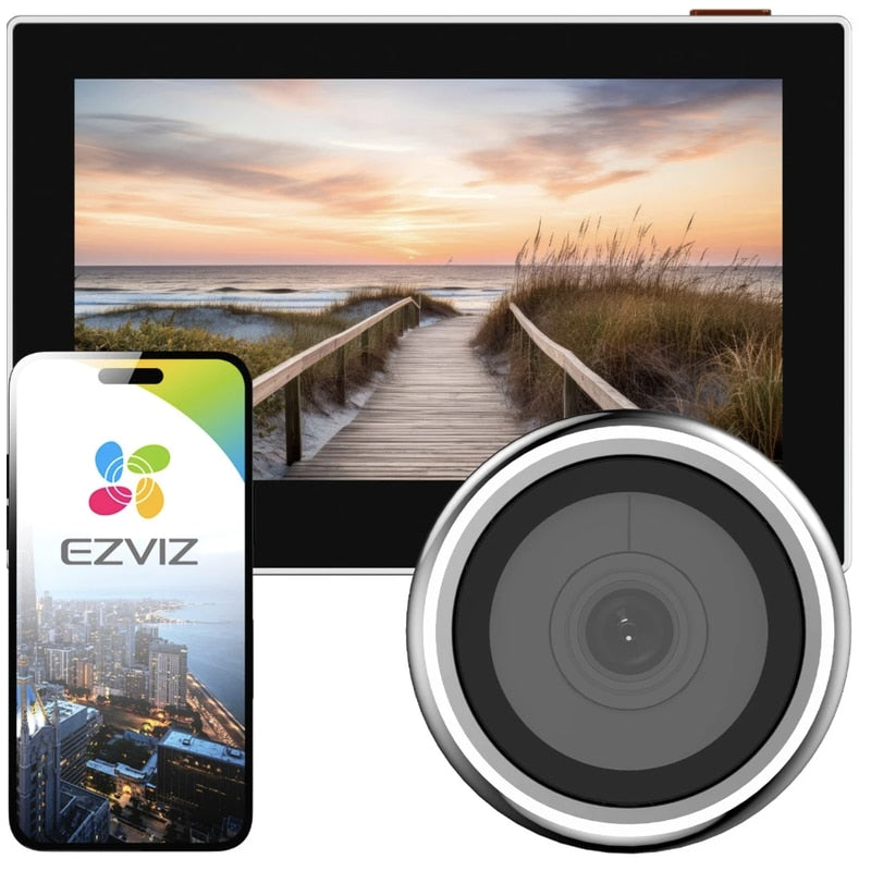 Vizor video cu sonerie smart, inteligent EZVIZ, monitor 11 cm, Wi-Fi, rezolutie FullHD, 1080P, acumulator 2200mAH, de la -10 la +45 de grade