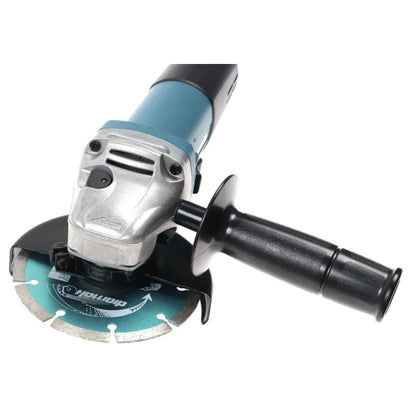 Polizor unghiular Makita, 840 W, 11000 rpm, profesional, diametru disc 12.5 cm, cu disc diamantat, Sistem de blocare, aparatoare, Filet arbore M14, 220 V, 2.1 kg
