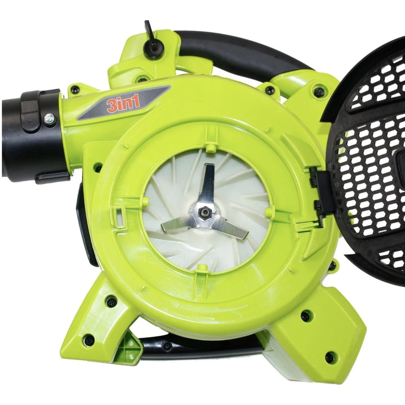 Suflanta / aspirator frunze, pe benzina, Grunman, motor termic in 2T, 0.8 k.W, 1.09 CP, sac 45 l, alimentare amestec benzina + ulei, 6.25 kg, 108 dB, 7500 rot/min, Raport de tocare 16:1, 252 km/h