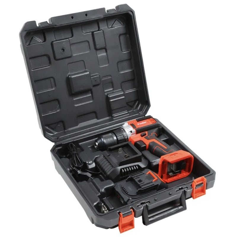 Masina de gaurit si insurubat, cu 1 acumulator, 18 V, 2 Ah, Panzer, 1600 rpm, mandrina rapida, motor fara perii, cu valiza, 13 mm mandarina, 1 incarcator, 1 valiza transport, usor de depozitat, carat