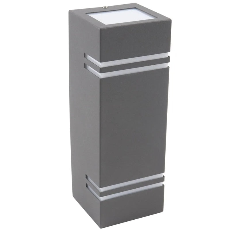Aplica exterior Hepol, 2 x GU10, gri, modern, material otel, IP 54, 9 x 9 x 25 cm, 2 x 11 W max, protectie exterior, surse neincluse, 25000 ore
