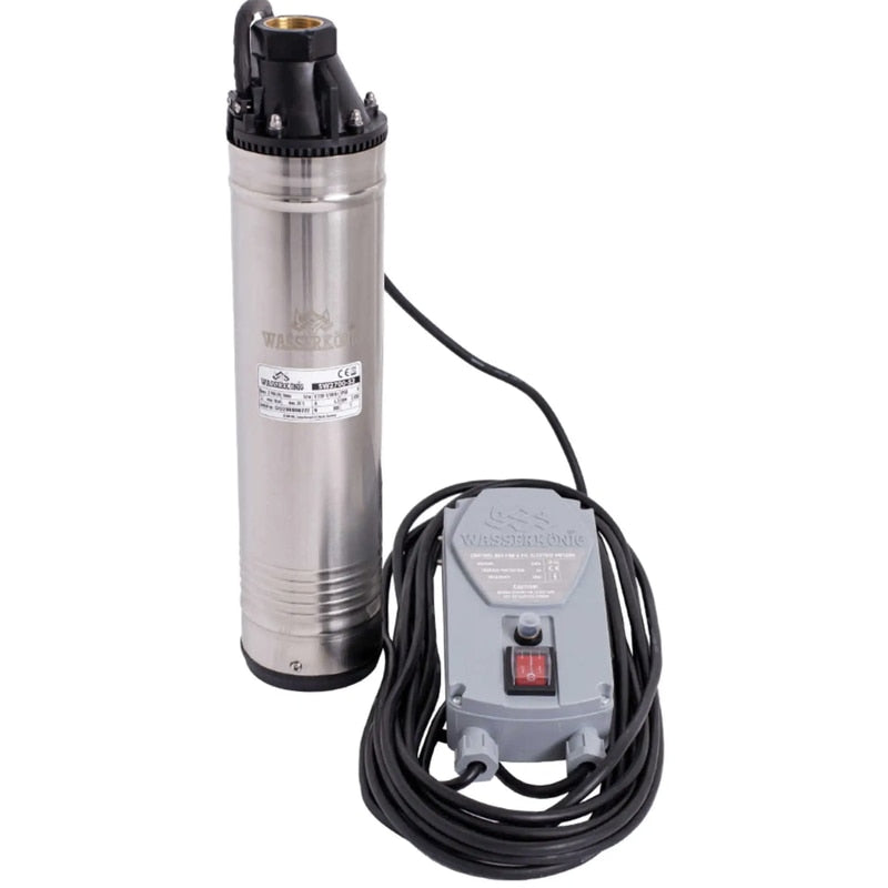 Pompa submersibila apa curata Wasserkonig, 900 W, carcasa inox, 2.7 mc/h, H max. 52 m, IP58, include pompa, panou comanda, cablu alimentare 10 m, clasa izolare B, bronz, 9kg, 35 grade, 52 m inaltime
