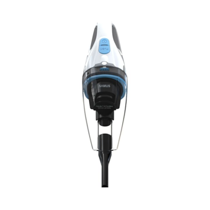 Aspirator de mana, Samus Handy 7.4 Cordless, aspirare umeda si uscata, pentru uz casnic si auto, filtru HEPA, 0.5 litri, acumulator Li-ion 7.4, 2200 mAh, lumina LED, 50 W, gri si negru