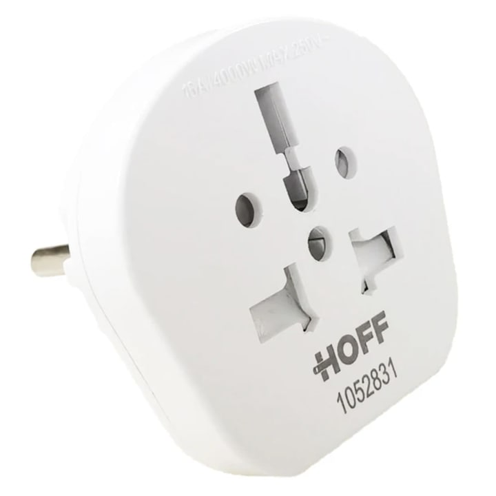 Adaptor calatorie Line UK - EU, 16A, 4000W, protectie contact, IP20, 250V, alb