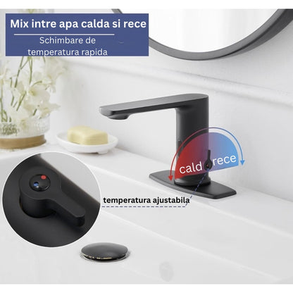 Bateria sanitara pentru lavoar, cu senzor NETERRA®, moderna si practica pentru baie, utilizare fara atingere, economisirea apei, din alama si materiale rezistente la uzura, birouri, spatii comerciale