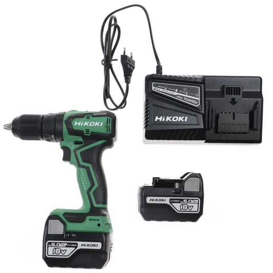 Masina de gaurit si insurubat, cu percutie, cu 2 acumulatori inclusi, profesional, 18 V, 5 Ah, Hikoki, 1700 rpm, mandrina rapida, motor fara perii, cu valiza, 1.4 kg, 2 trepte turatie, 2 cuplu