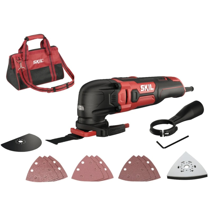 Unealta multifunctionala pentru taiat, decupat, slefuit, cu cablu, Skil, 300 W, 17000 rpm, cu accesorii si geanta transport, 9 foi slefuit, 1 placa baza de slefuire, 1 panza de fierastrau segmentata