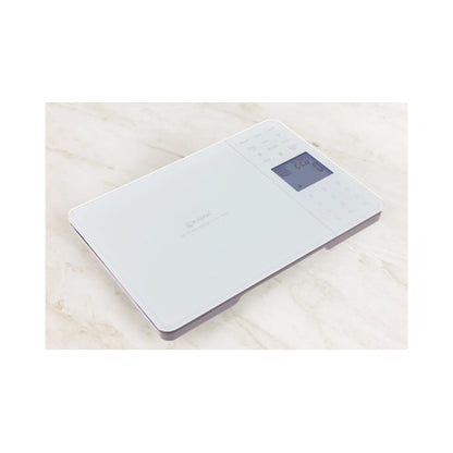 Cantar de bucatarie, Kadda, capacitate 5 kg, digital, ecran LCD, suprafata sticla securizata, functie Tara, memorare valori nutritionale, semnalizare supraincarcare, alb, grame lb, oz