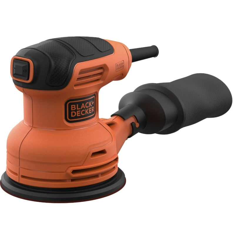Slefuitor cu excentric, Black Decker, 125 mm, 230 W, 14000 rpm, indepartare rapida, slefuire hartie 125 mm, 1kg, finisaj calitativ, usor de folosit, anti zgarieturi, sac colectare praf inclus, 230V