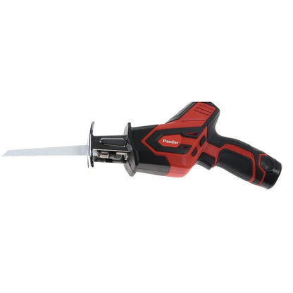 Fierastrau sabie, cu 1 acumulator inclus, 2 Ah, Panzer, 12 V, 2 Ah, lungime cursa 12.7 mm, 3000 curse/min, include incarcator, 2 panze taiere lemn, 12 V