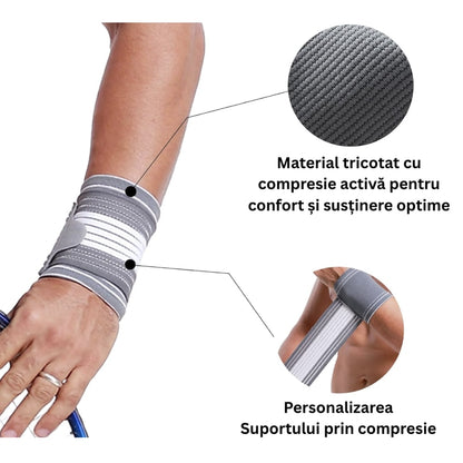 Orteza compresiva pentru incheietura mainii sustine si stabilizeaza articulatiile in timpul activitatilor zilnice, sportive sau repetitive, compresie ajustabile, suprasolicitare, tendinita, sindrom de tunel carpian sau entorse usoare, NETERRA