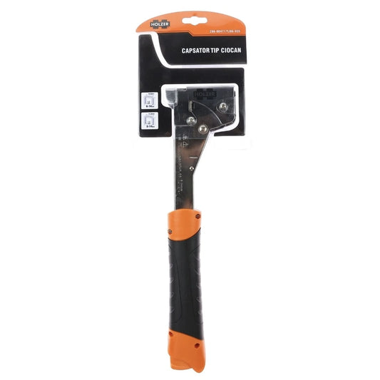 Capsator manual, Holzer, din metal, tip ciocan, Compatibilitate capse 6 - 14 mm, ofera stabilitate, pentru amenajari si constructii usoare, fixarea foliilor, izolatiilor, materialelor textile