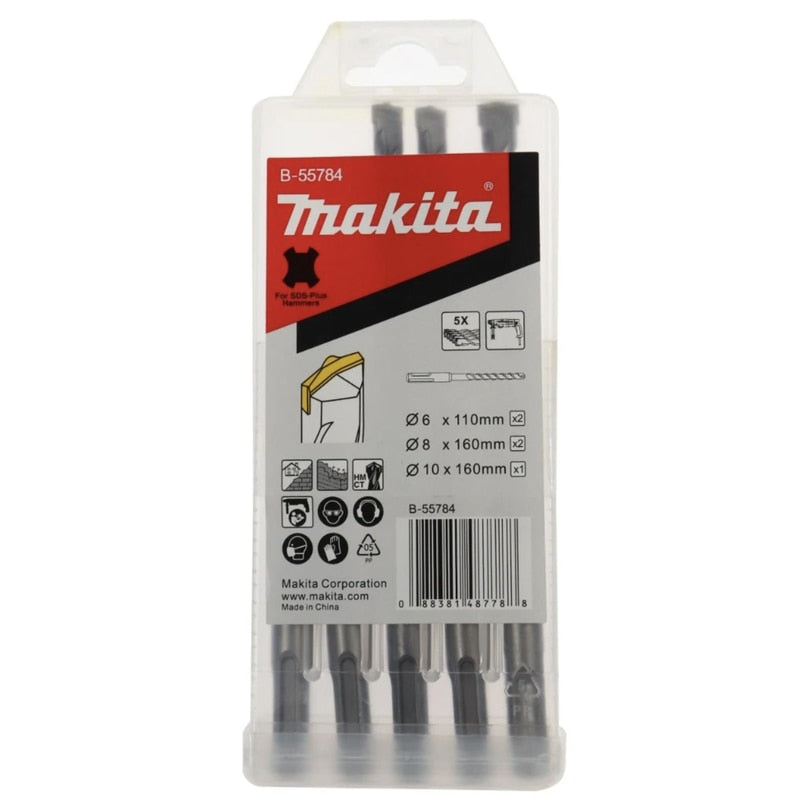 Ciocan rotopercutor Makita HR, 780 W, cu cablu, 1100 rpm, gaurire in beton, caramida, piatra naturala, SDS-plus, cu valiza, 5 burghie, maner lateral
