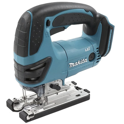 Fierastrau electric vertical, pendular, pe acumulator, acumulator Neinclus 18 V, Makita, cu 6 panze, 2.7 kg, profesional, 2600 curse/min, in otel, lemn, aluminiu miscare de pendulare, taiere oblica