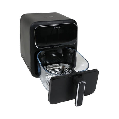 Friteuza cu aer cald, airfryer, Paxton, 1400 W, 4 litri, 8 programe, timer, afisaj digital tactil, termostat reglabil, interval temperatura de la 80 la 200 grade, negru, 5 kg, 1m