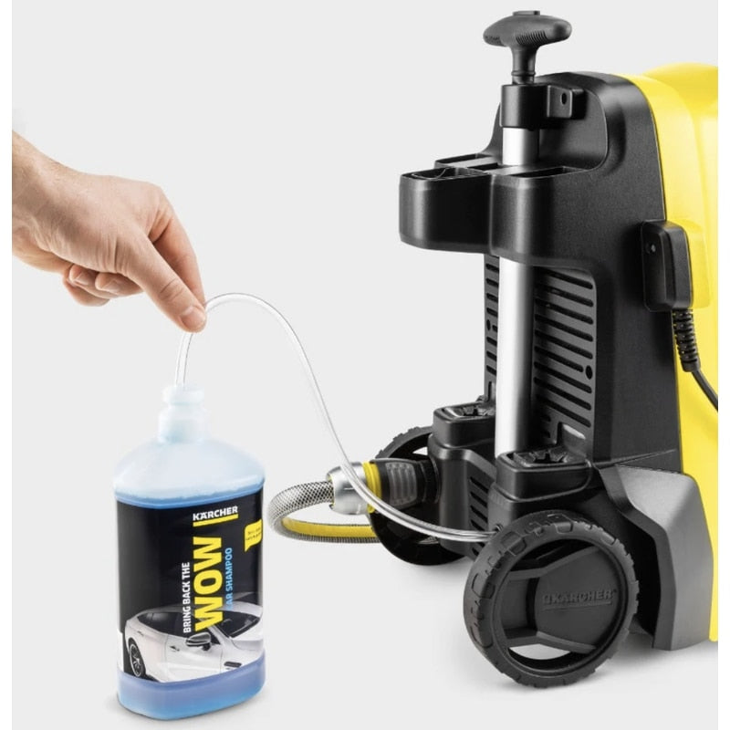 Aparat de spalat cu presiune, Karcher, 1800 W, 30 mc/h, 130 Bar max, 420 l/h max, 40 grade max, maner telescopic, furtun aspirare detergent, IPX5, 6.3 kg, 230V, mobil pe roti, accesorii incluse