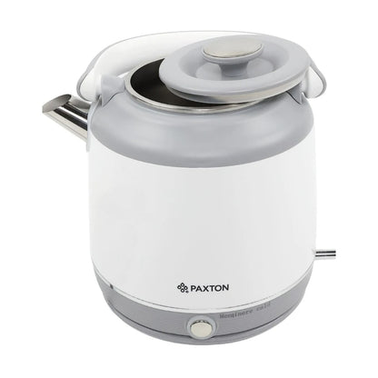 Fierbator apa electric, Paxton, 1800 W, 1.8 litri, baza rotativa de 360 grade, oprire automata, mentinere cald, maner ergonomic, marcaj nivel apa, indicator LED, alb gri, 1.2 kg, 25x19x29 cm, 230V