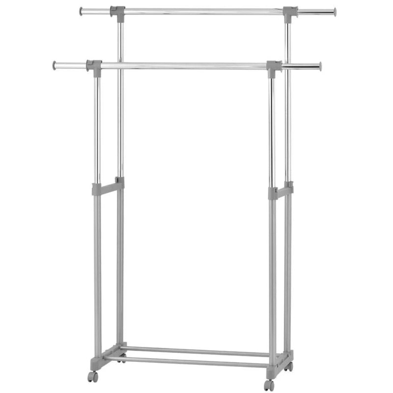 Suport haine Grandio cu 2 bare, metal și plastic, înălțime reglabilă 95.5-169 cm, negru, 90-139x42.5x95.5-169 cm