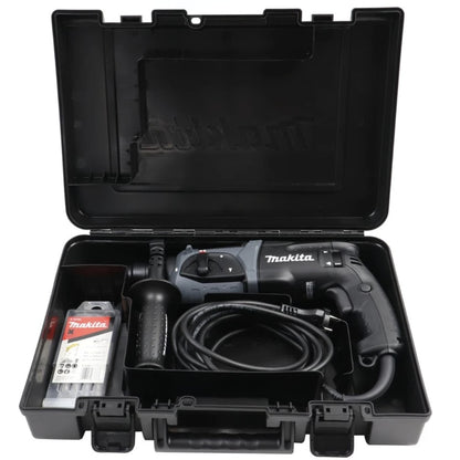Ciocan rotopercutor Makita HR, 780 W, cu cablu, 1100 rpm, gaurire in beton, caramida, piatra naturala, SDS-plus, cu valiza, 5 burghie, maner lateral