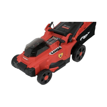 Masina de tuns iarba, Panzer, fara acumulator, motor fara perii, latime taiere 37 cm, 18 V + 18 V,  turatie 3300 rpm, 6 pozitii inaltime, sac colector 35 litri, inaltime reglabila 2.5 - 7.5 cm