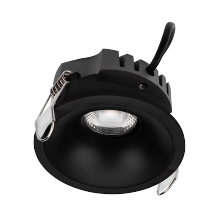 Spot LED incastrat, 7 W, lumina neutra, 4000K, orientabil, negru mat, rotund, diametru 8.2 cm, adancime 4.6 cm, MT 70408, 220V