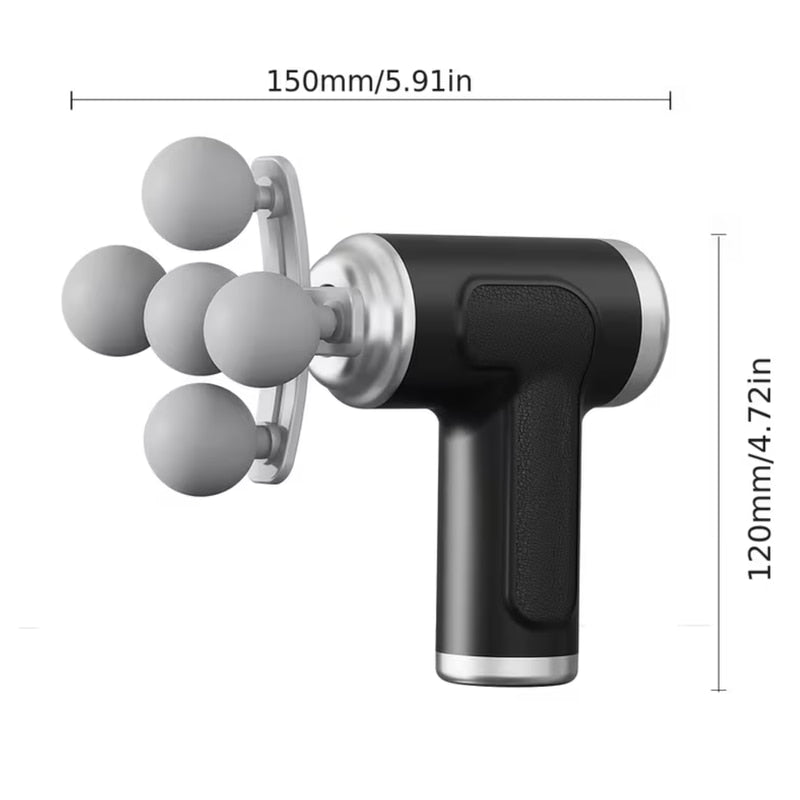 Aparat pentru Masaj Profesional Tip Pistol NETERRA, 9 in 1 Capete, gat, spate, umeri, brate, picioare, solduri, Motor Silentios si Puternic, Masaj Muscular, Relaxare, USB reincarcabil, portabil, Gri
