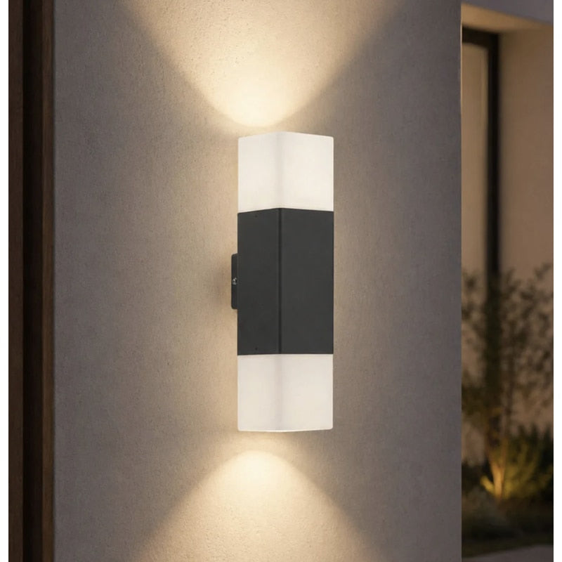Aplica exterior Hepol, 2 x E27, gri, modern, IP54 rezistenta la exterior, 11 x 8 x 29 cm, 15 W max, gri, material structura otel inoxidabil, 2 surse