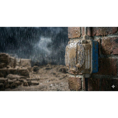 Priza simpla, aparent, cu capac, IP66, exterior, rezistent la ploaie, contact de protectie, material ignifugat, gri