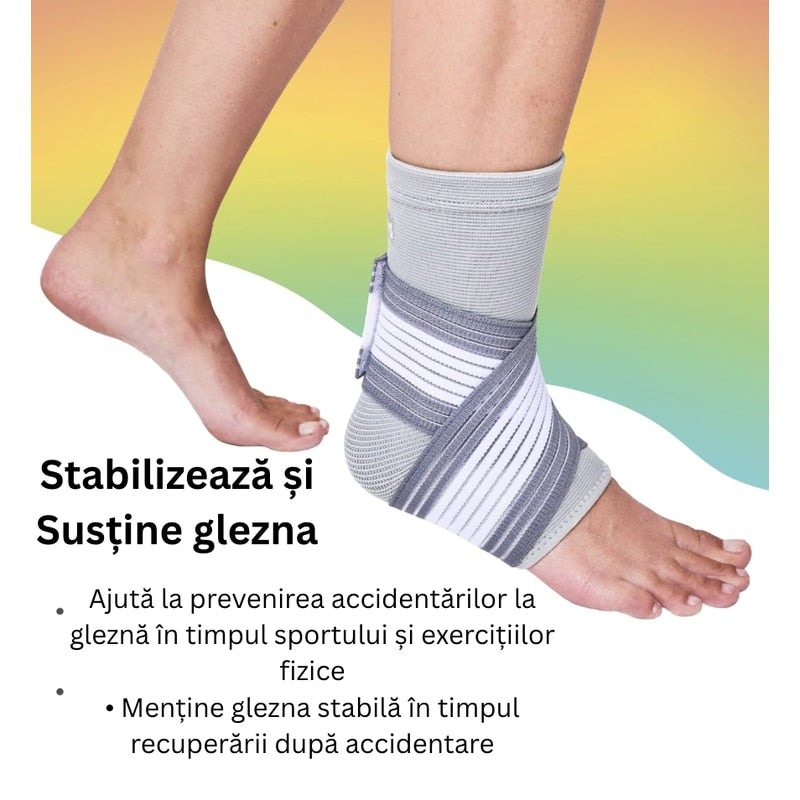 Orteza reglabila pentru glezna piciorului, pentru sustinerea si stabilizarea articulatiei in timpul activitatilor sportive sau utilizarii zilnice, compresie ajustabila, pentru entorse, suprasolicitare, instabilitate sau tendinita, NETERRA
