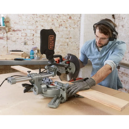 Fierastrau circular, stationar, pentru lemn, Black Decker, 1600 W, Diametrul panzei 216 mm, 5000 rot / min, Diametru alezaj 30 mm, 230 V, usor de utilizat, 48 de dinti, cablu 2m, taiere rapida