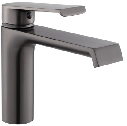 Baterie baie pentru lavoar, Kadda Girard, montaj stativ, monocomanda, finisaj gri periat, ventil inclus, 10 l/min, pipa medie 16 cm inaltime, actionare manuala, include furtun flexibil, racorduri