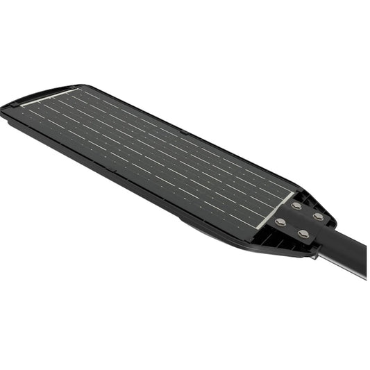 Corp de iluminat solar stradal LED Hoff, 12 W, 2200 lm, lumina rece, negru, cu senzor PIR si telecomanda, 25.000 ore autonomie, 12 ore functionare