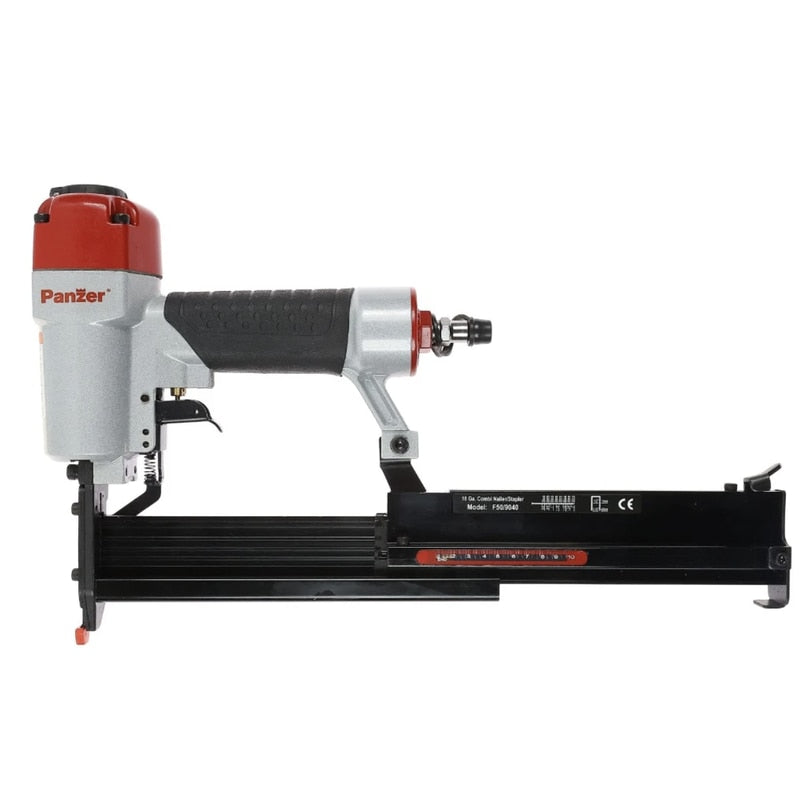 Capsator pneumatic pentru cuie, capse, Panzer, 8 bari, fixarea rapida a capselor si a cuielor, magazie maxima 100 de cuie sau de 80 de capse, cuie de 10 - 50 mm, capse de 13 - 40 mm, 1.45 kg