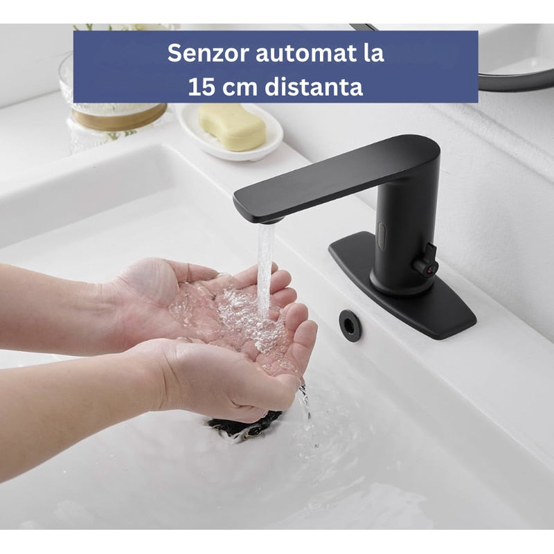 Bateria sanitara pentru lavoar, cu senzor NETERRA®, moderna si practica pentru baie, utilizare fara atingere, economisirea apei, din alama si materiale rezistente la uzura, birouri, spatii comerciale