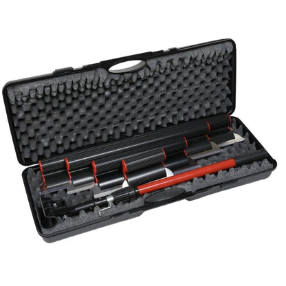 Gletiera Holzer, PVC, set 4 buc otel + maner adaptor PVC + maner telescopic 1.2 m + valiza, pentru finisarea tencuielii, netezirea precisa si uniforma a suprafetelor, fara zgarieturi si denivelari
