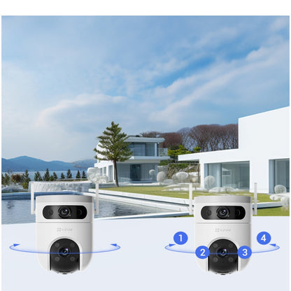 Camera de supraveghere exterior Ezviz H9c Dual, 5+5MP, 3K, Iluminare Duala, Alarma Acustica si Optica, Auto Tracking, card MicroSD pana la 512 GB si stocare in Ezviz CloudPlay, microfon, detectarea formei umane/vehiculului cu ajutorul AI
