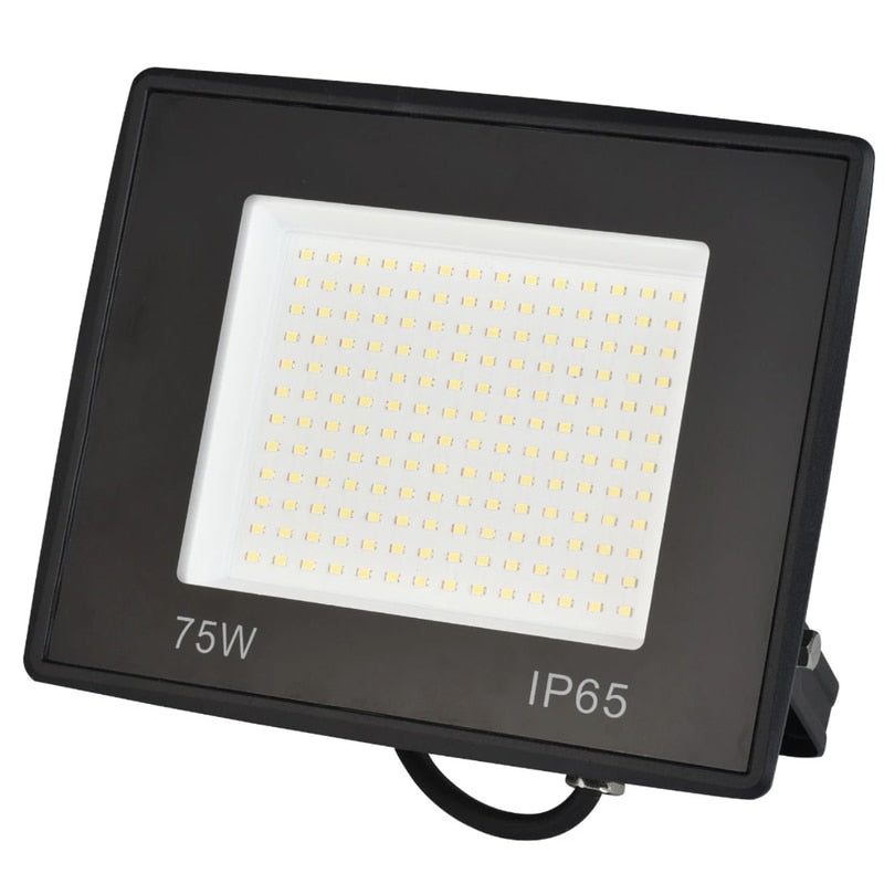 Proiector LED Hoff, 75 W, 8250 lm, lumina rece, IP65, 6500K, 220V, 0.3 m cablu, protectie exterior, 15 m distanta proiectie, aluminiu, 25.000 ore functionare