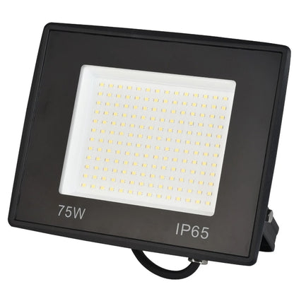 Proiector LED Hoff, 75 W, 8250 lm, lumina rece, IP65, 6500K, 220V, 0.3 m cablu, protectie exterior, 15 m distanta proiectie, aluminiu, 25.000 ore functionare