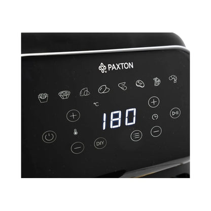 Friteuza cu aer cald, airfryer, Paxton, 1400 W, 4 litri, 8 programe, timer, afisaj digital tactil, termostat reglabil, interval temperatura de la 80 la 200 grade, negru, 5 kg, 1m