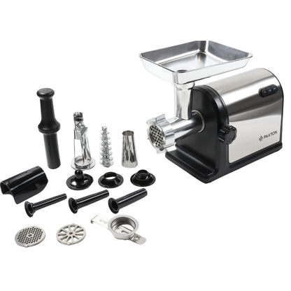 Masina de tocat carne electrica, Paxton, 1 viteza, functie Reverse, 2.8 kg/min, 3000 W, argintiu si negru, accesoriu carnati, accesoriu kibbe, accesoriu suc rosii, accesoriu piscoturi, 5.2 kg, 0.8 m