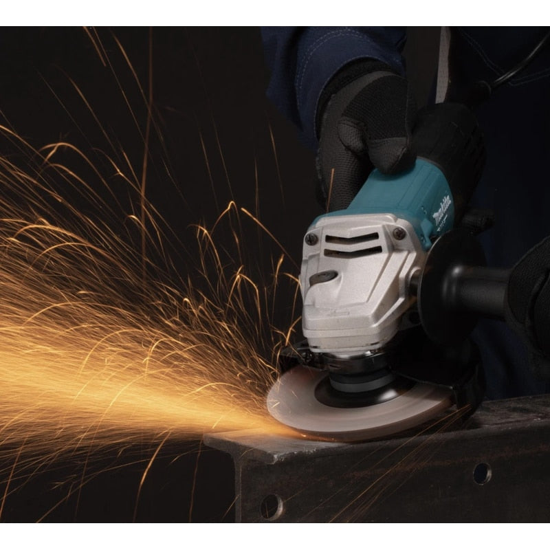 Polizor unghiular Makita, 850 W, 11000 rpm, diametru disc 125 mm, profesional, Sistem de blocare, Aparatoare, M14, 2kg, 230V, include cheie splinturi, flansa de prindere, maner, piulita pentru flansa