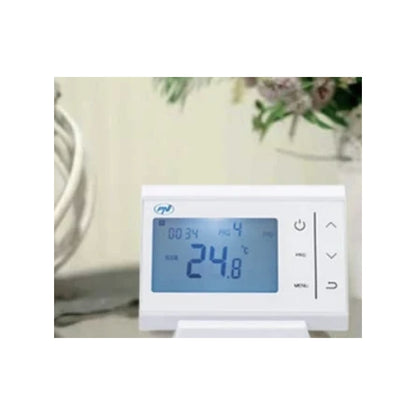 Termostat de ambient pentru centrala, wireless, fara fir, PNI, programabil, afisaj digital, protectie inghet, programare pe zile, IP30, alb, acuratete 0.1 grade, 2 x AAA, de la 5 - 35 grade