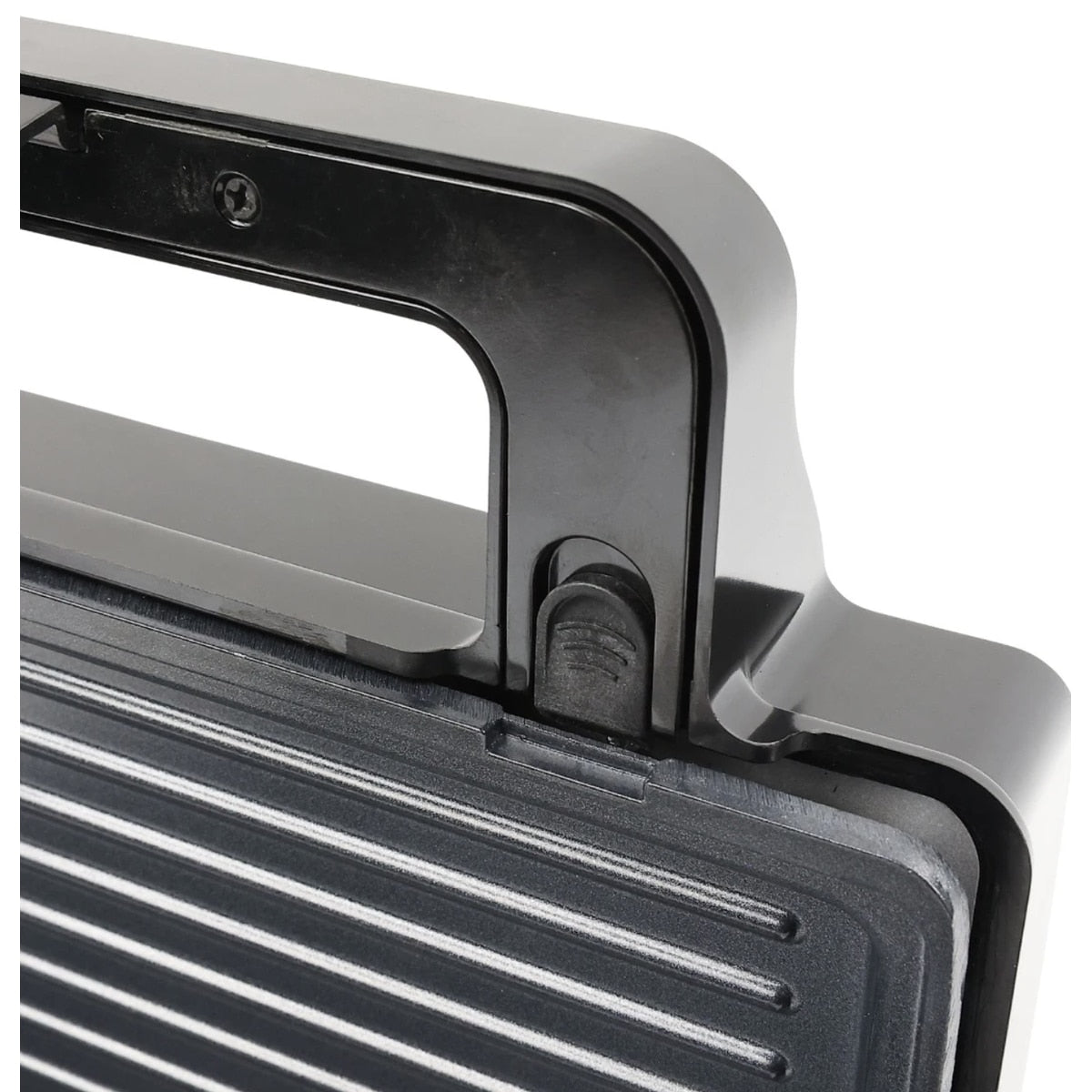Sandwich maker, Paxton, 1000W, 4 in 1, grill, gofre, sandwich, indicatoare luminoase, carlig de inchidere, depozitare verticala, dimensiune placi de lucru, argintiu negru, antiaderent, 28.5 x 15.3 cm