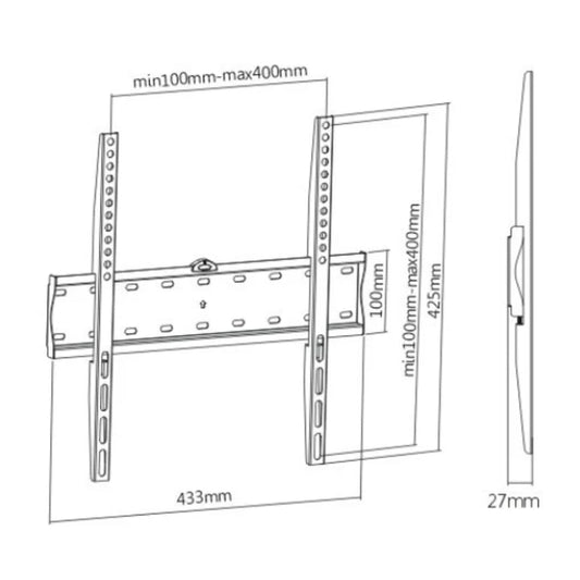 Suport TV LCD / LED, pe perete, Paxton, fix, diagonala 81 - 140 cm, greutate televizor maxim 40 kg, negru, foarte subtire: 27 mm, compatibil si cu televizoarele curbate, VESA maxim: 405 x 405 mm