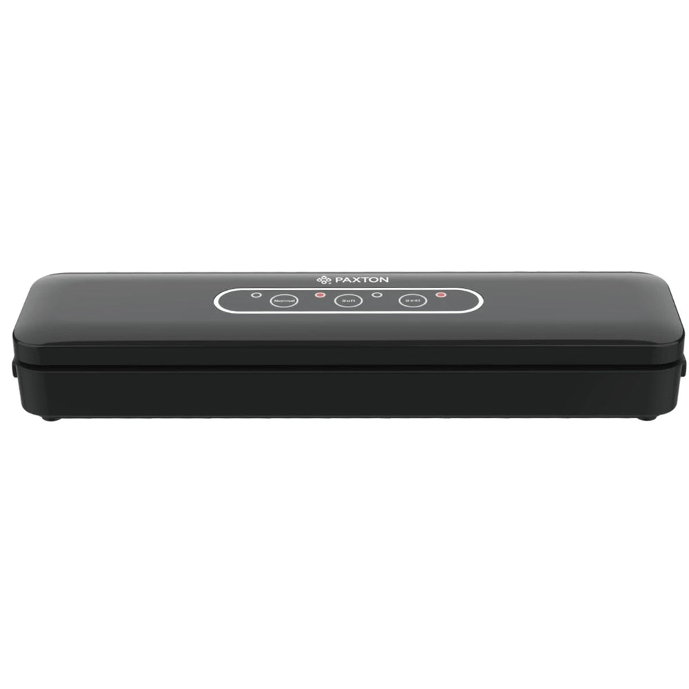 Aparat de vidat alimente Paxton, 80 W, 3 programe normal, soft, sigilare, negru, 0.8 kg, latime de lucru 30 cm, dimensiuni 37.6 x 9 x 5.8 cm, 230V