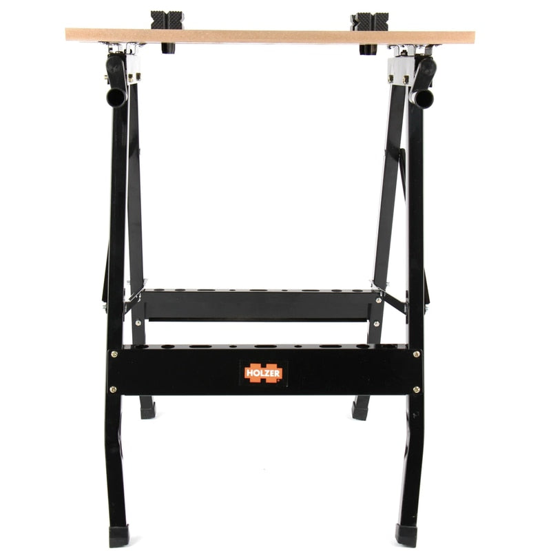 Banc de lucru Holzer, taiere, slefuire, polizare sau gaurire, suporta 150 kg, pentru operatiuni casnice, 60 x 62.5 x 75.5 cm, neasamblat, feroneria necesara inclusa, negru, metal